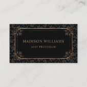 Aangepaste zwart en goudbruin bloemenmonogram visitekaartje (Voorkant)