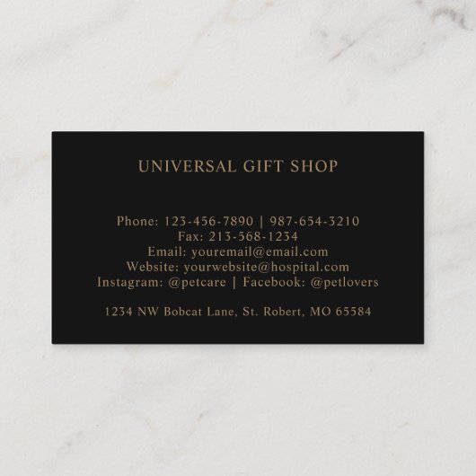 Aangepaste zwart en goudbruin bloemenmonogram visitekaartje (Achterkant)