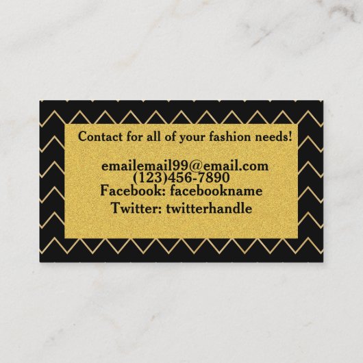 Aangepaste zwart en gouden Glitter Visitekaartje (Achterkant)