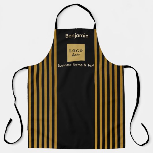 Aangepaste zwart en gouden streep schort (Voorkant)