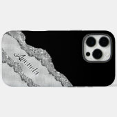 Aangepaste zwart en grijs glitter Case-Mate iPhone case (Achterkant (horizontaal))