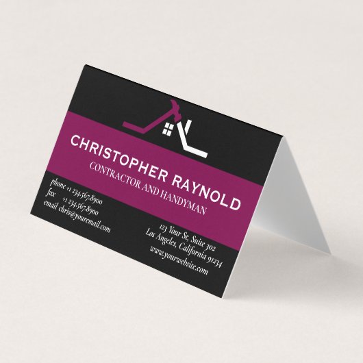 Aangepaste Zwart en Wijn Bouw van het Huis Visitekaartje (Voorkant)