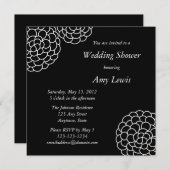 Aangepaste zwart en wit bruiloft douche uitnodigin kaart (Voorkant / Achterkant)