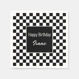 Aangepaste zwart geruit papier Borden Servet