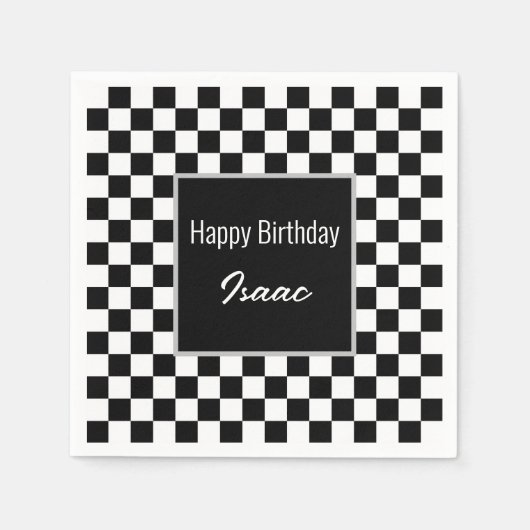 Aangepaste zwart geruit papier Borden Servet (Voorkant)