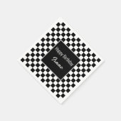 Aangepaste zwart geruit papier Borden Servet (Hoek)