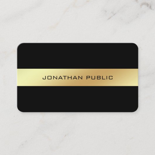 Aangepaste Zwart & Goud Elegant Glam Sjabloon Glos Visitekaartje (Voorkant)