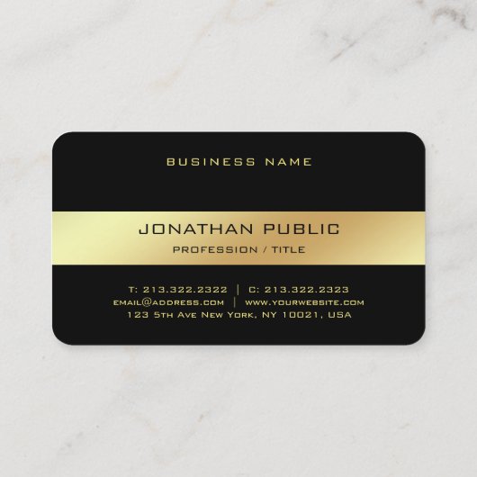 Aangepaste Zwart & Goud Elegant Glam Sjabloon Glos Visitekaartje (Achterkant)