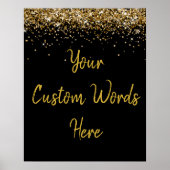 Aangepaste Zwart & Goud Jubileum Party Welkomstbor Poster (Voorkant)