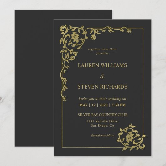 Aangepaste Zwart Goud Koninklijke Oude Decoratie T Kaart (Voorkant / Achterkant)