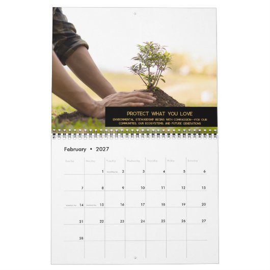 Aangepaste Zwart & Goud Monogram Logo Foto Zakelij Kalender (Feb 2027)