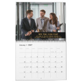 Aangepaste Zwart & Goud Monogram Logo Foto Zakelij Kalender (Jan 2027)