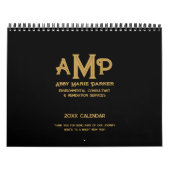 Aangepaste Zwart & Goud Monogram Logo Foto Zakelij Kalender (Hoes)