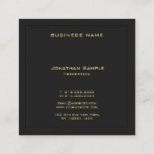 Aangepaste Zwart & Goud Sjabloon Elegant Monogram Vierkante Visitekaartje (Achterkant)