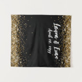 Aangepaste Zwart Goud & Wit Wedding Photo Booth Pr Wandkleed (Voorkant (horizontaal))