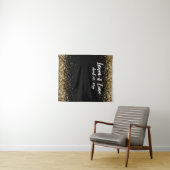 Aangepaste Zwart Goud & Wit Wedding Photo Booth Pr Wandkleed (In Situ (horizontaal))