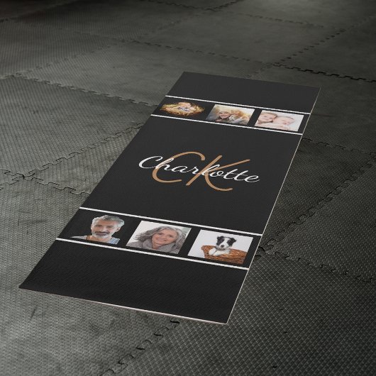 Aangepaste zwart gouden foto collage met initiaal  yogamat