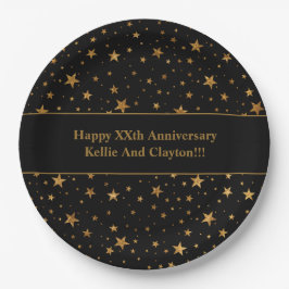 Aangepaste zwart / gouden sterren met bericht Jubi Papieren Bordje