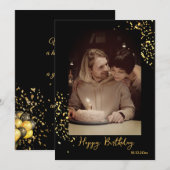 Aangepaste zwart-gouden verjaardagsfoto Vakantie K Feestdagenkaart (Voorkant / Achterkant)