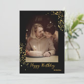 Aangepaste zwart-gouden verjaardagsfoto Vakantie K Feestdagenkaart (Staand voorkant)