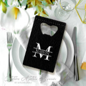 Aangepaste zwart lederen print Groomsmen flesopene Creditkaart Flessenopener