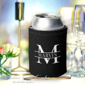 Aangepaste zwart lederen print Monogram Groomsmen Blikjeskoeler
