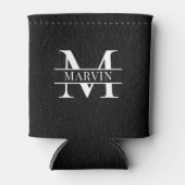 Aangepaste zwart lederen print Monogram Groomsmen Blikjeskoeler (Voorkant)