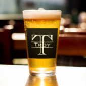 Aangepaste zwart monogram blokletter glas