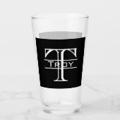 Aangepaste zwart monogram blokletter glas (Voorkant)