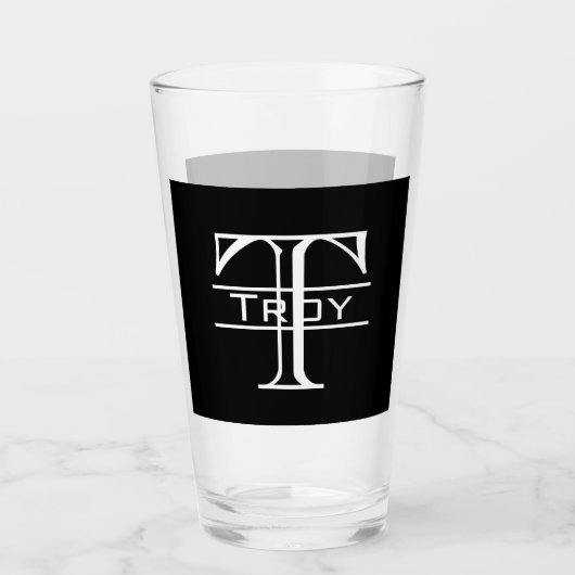 Aangepaste zwart monogram blokletter glas (Voorkant)