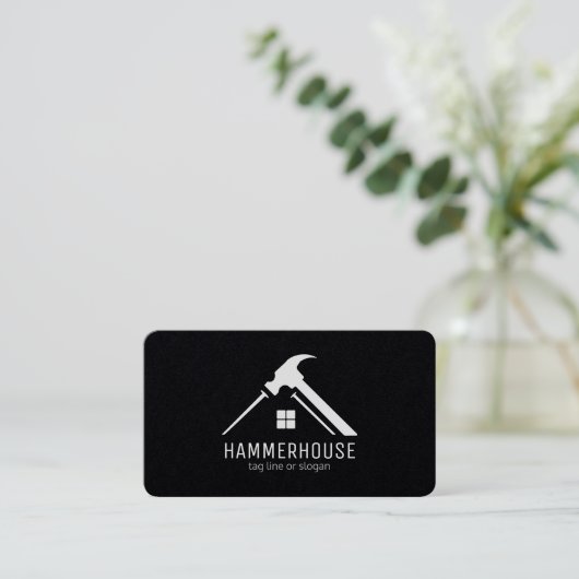 Aangepaste zwart op wit huis bouwconstructie visitekaartje (Staand voorkant)