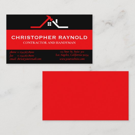 Aangepaste zwart-rode woningbouw visitekaartje (Voorkant / Achterkant)