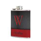 Aangepaste zwart rood Faux Leather Monogrammed Ini Heupfles (Links)