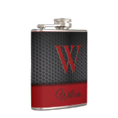 Aangepaste zwart rood Faux Leather Monogrammed Ini Heupfles (Rechts)