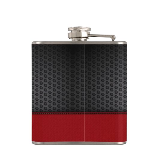 Aangepaste zwart rood Faux Leather Monogrammed Ini Heupfles (Achterkant)