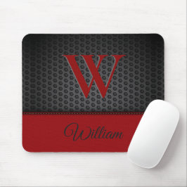 Aangepaste zwart rood Faux Leather Monogrammed Ini Muismat