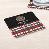 Aangepaste zwart rood geplakte boerderij stijl kartonnen onderzetters (Schuin)