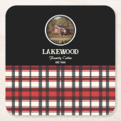 Aangepaste zwart rood geplakte boerderij stijl kartonnen onderzetters (Voorkant)