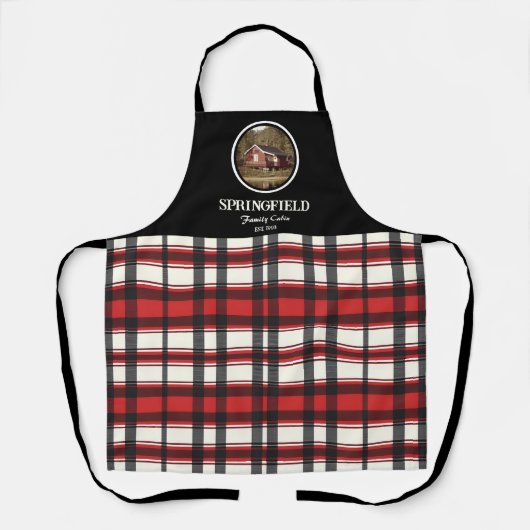 Aangepaste zwart rood geplakte boerderij stijl schort (Voorkant)