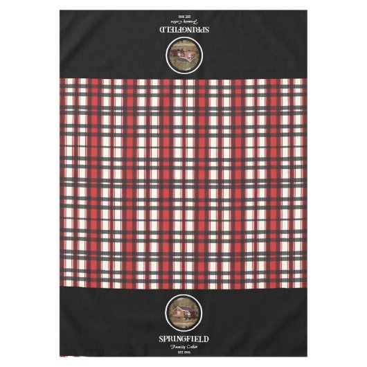 Aangepaste zwart rood geplakte boerderij stijl tafelkleed (Voorkant)