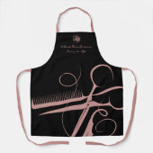 Aangepaste Zwart Roze Logo Motto Hair Tools Schort (Voorkant)