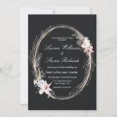 Aangepaste Zwart Roze Whimsical Krans Bloemen Prem Kaart (Voorkant)