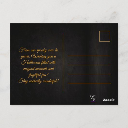 Aangepaste zwart Sinaasappel Antiek Script Hallowe Briefkaart (Achterkant)