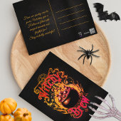 Aangepaste zwart Sinaasappel Antiek Script Hallowe Briefkaart