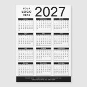 Aangepaste zwart-wit 2027 kalender & bedrijfslogo (Voorkant)