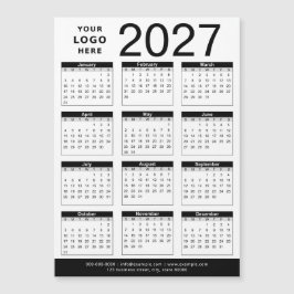 Aangepaste zwart-wit 2027 kalender & bedrijfslogo