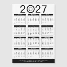 Aangepaste zwart-wit 2027 kalender & bedrijfslogo