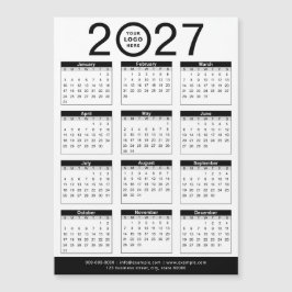 Aangepaste zwart-wit 2027 kalender & bedrijfslogo