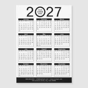 Aangepaste zwart-wit 2027 kalender & bedrijfslogo