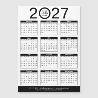 Aangepaste zwart-wit 2027 kalender & bedrijfslogo